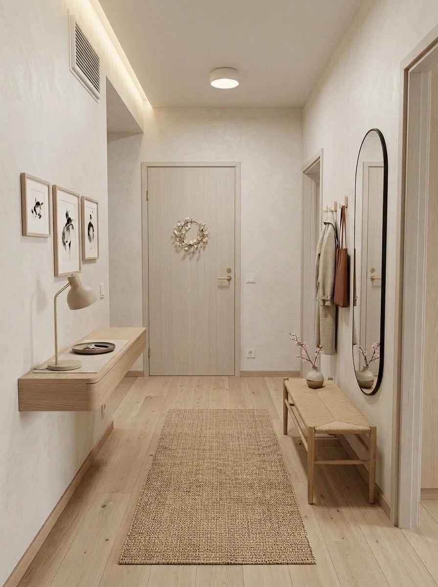 Hallway interior in Japandi style — photo by GenRoom AI