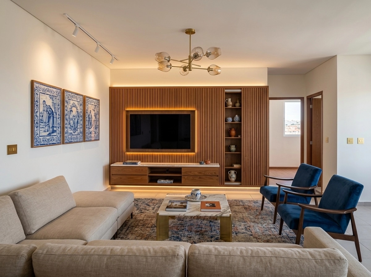Interior design in Portuguese Modern style — Living Room by GenRoom AI