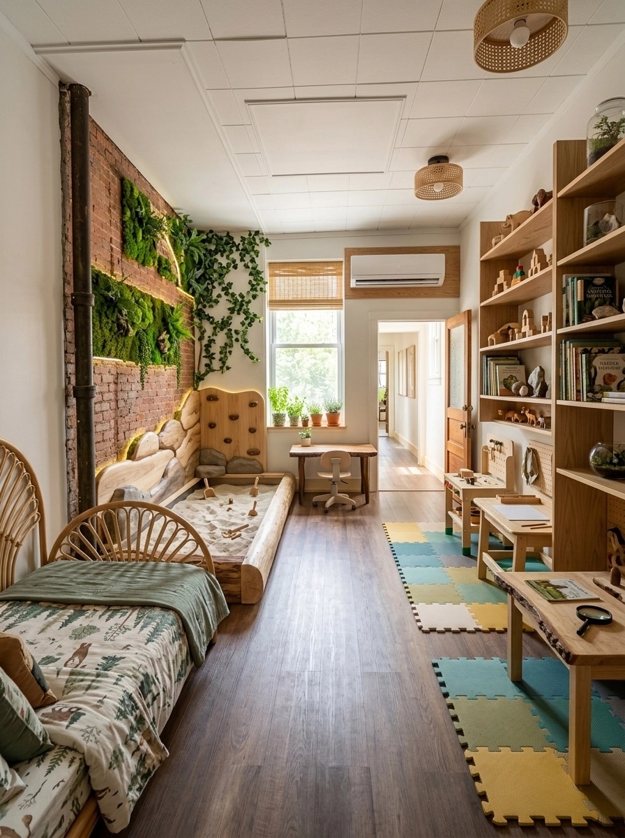 İç mekân tasarımı Biophilic stili — Çocuk Odası GenRoom AI