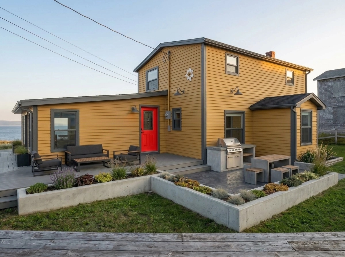 Facade design in Barnhouse Facade style — photo by GenRoom AI