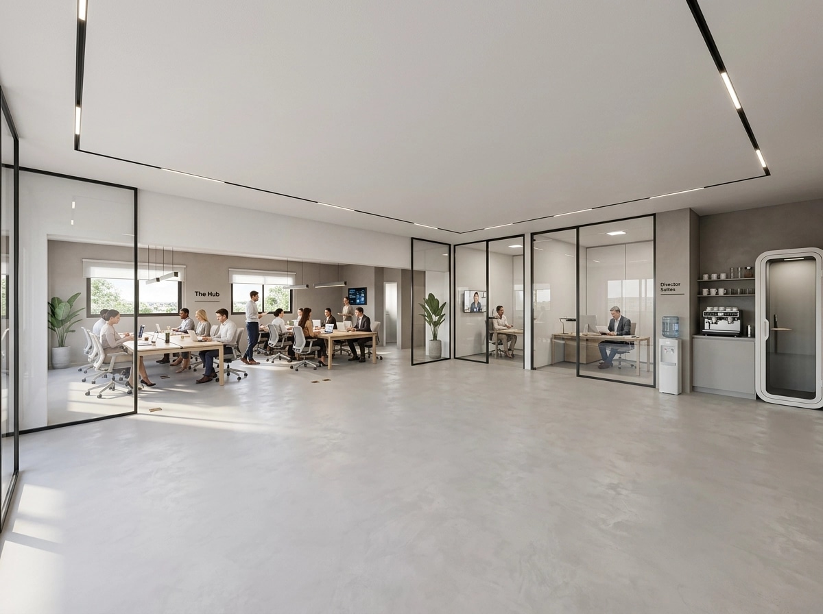 Interior design in Minimalism style — coworking by GenRoom AI