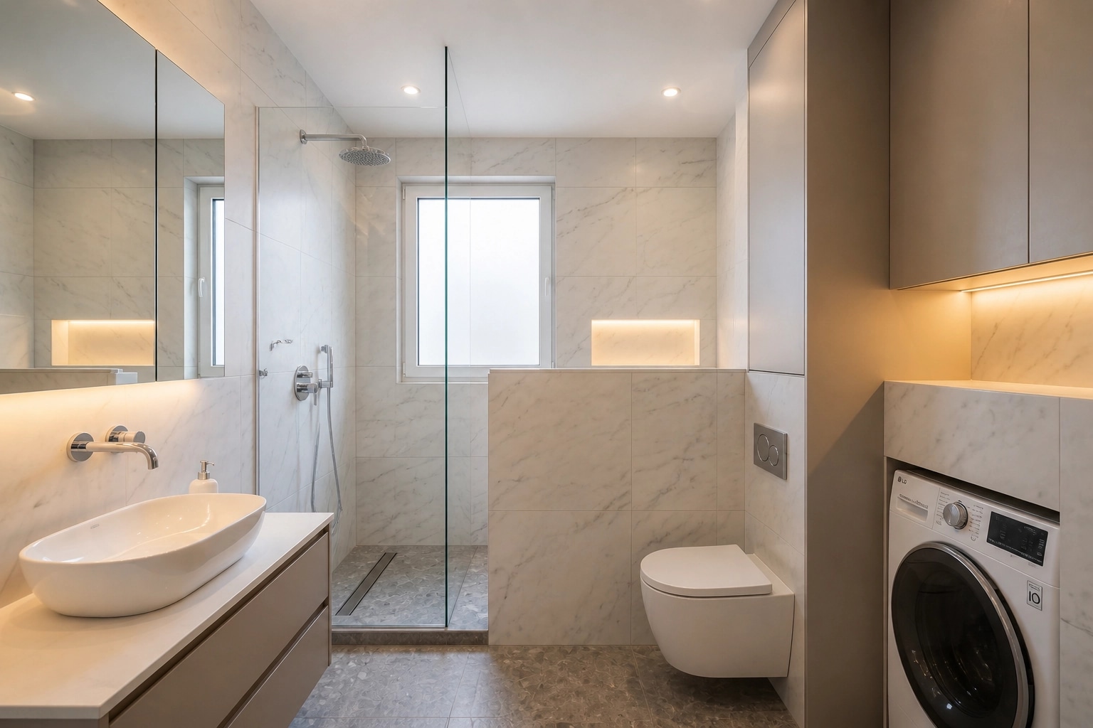Scandinavian Bathroom design — interior photo by GenRoom AI