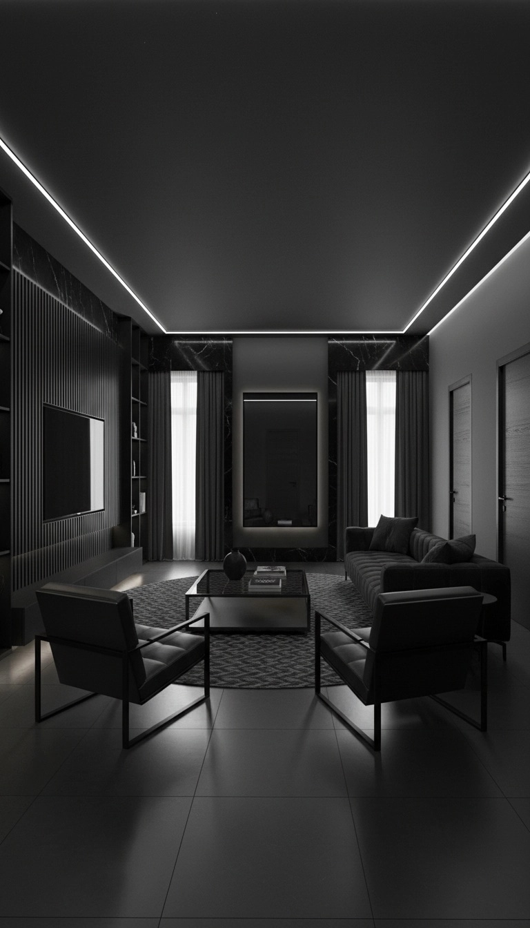 Blacktec Living Room design — interior photo by GenRoom AI
