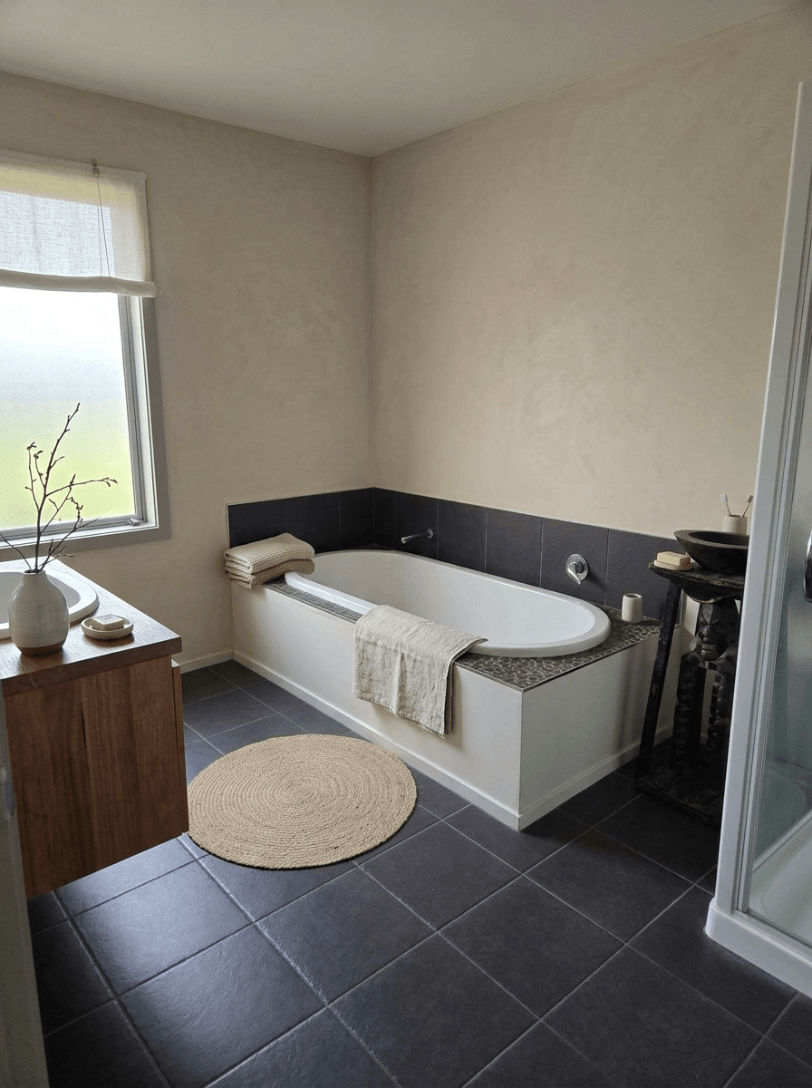 Bathroom interior in Japandi style — photo by GenRoom AI