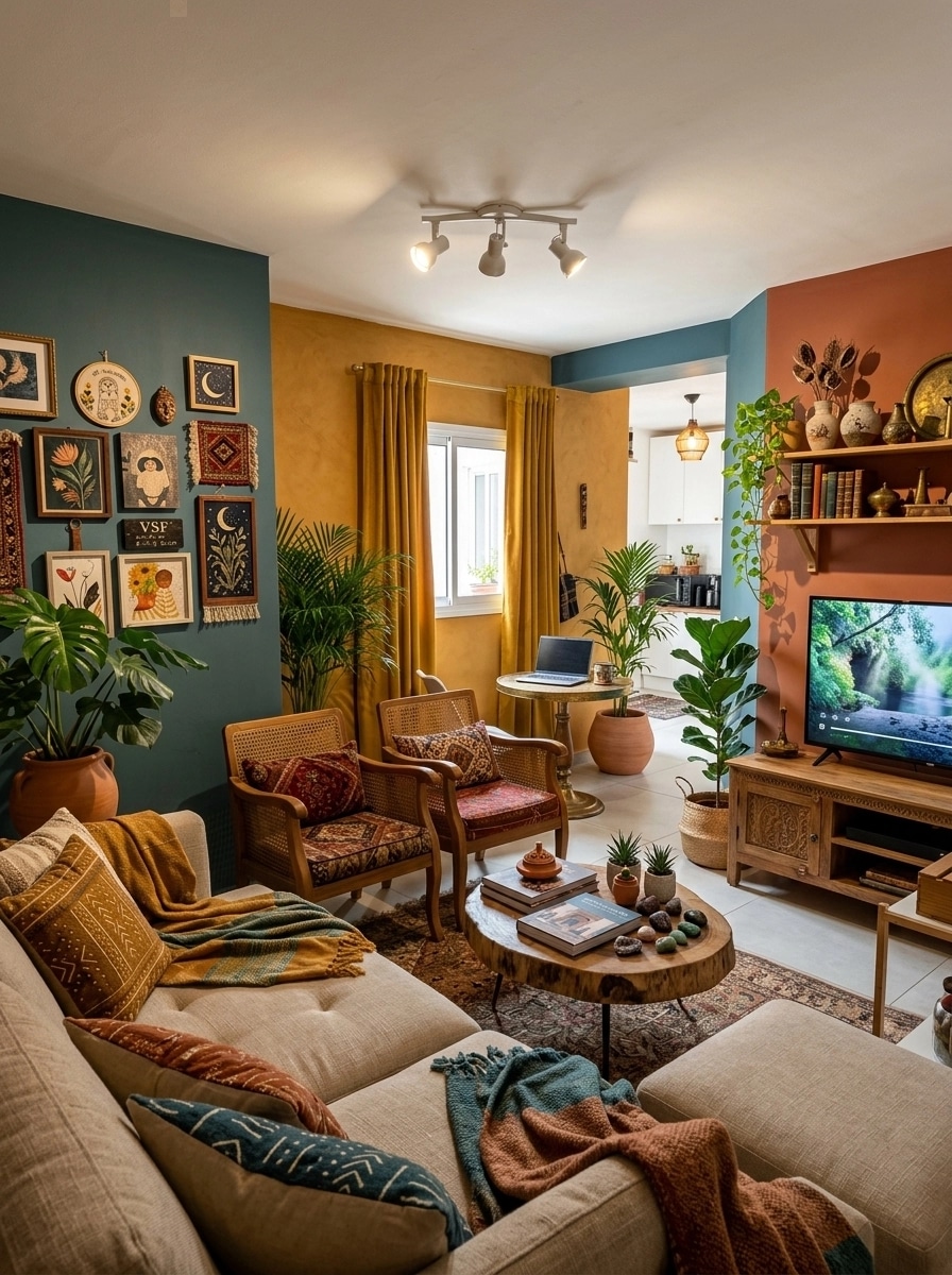 Interior design in Bohemian style — Living Room by GenRoom AI