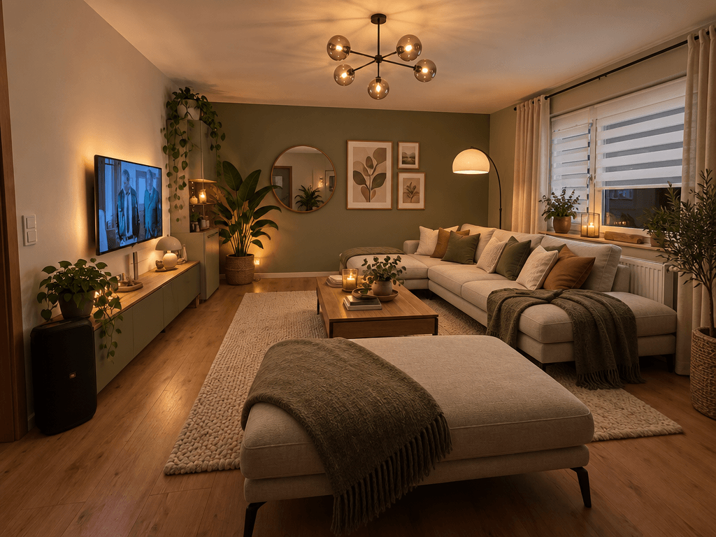 Biophilic Living Room design — interior photo by GenRoom AI