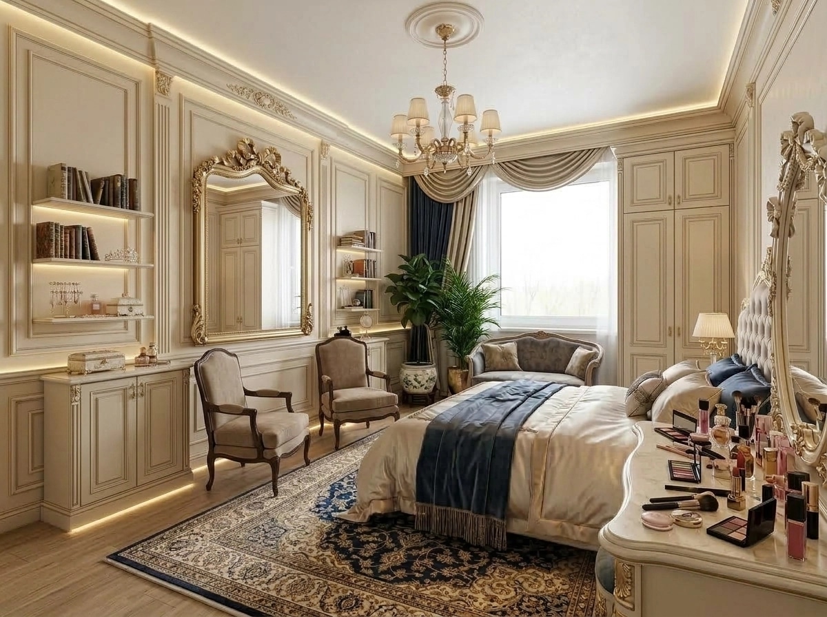Neoclassic Bedroom design — interior photo by GenRoom AI