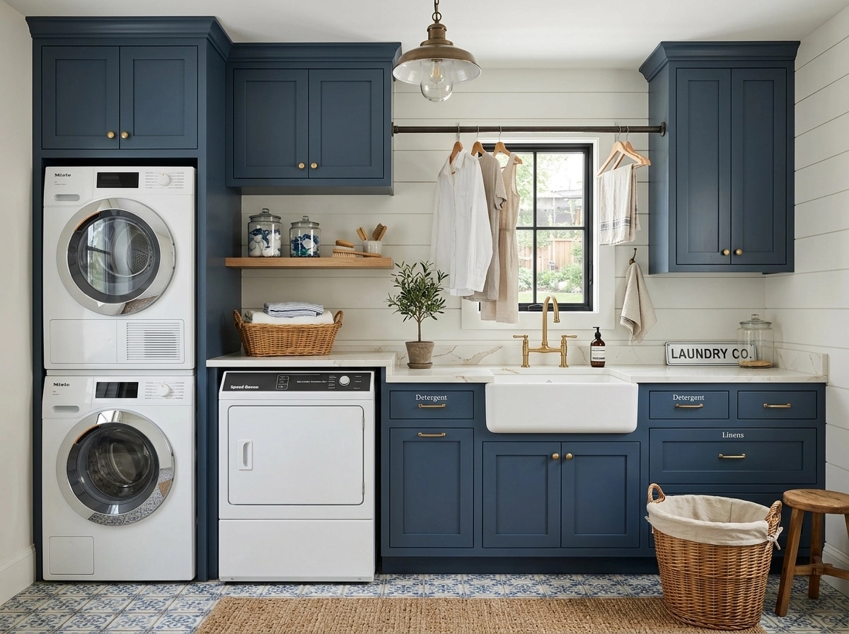 Interior design in Modern Farmhouse style — laundry by GenRoom AI