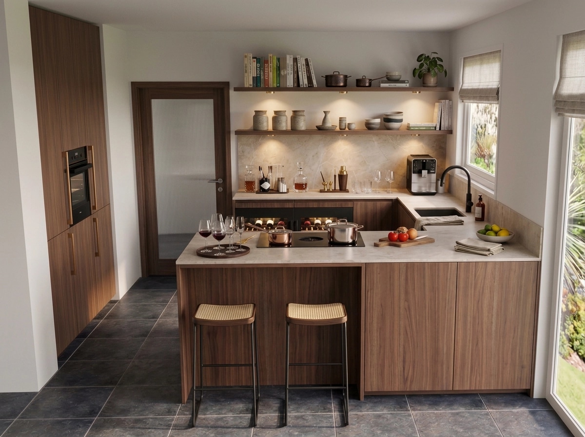 Kitchen interior in Japandi style — photo by GenRoom AI