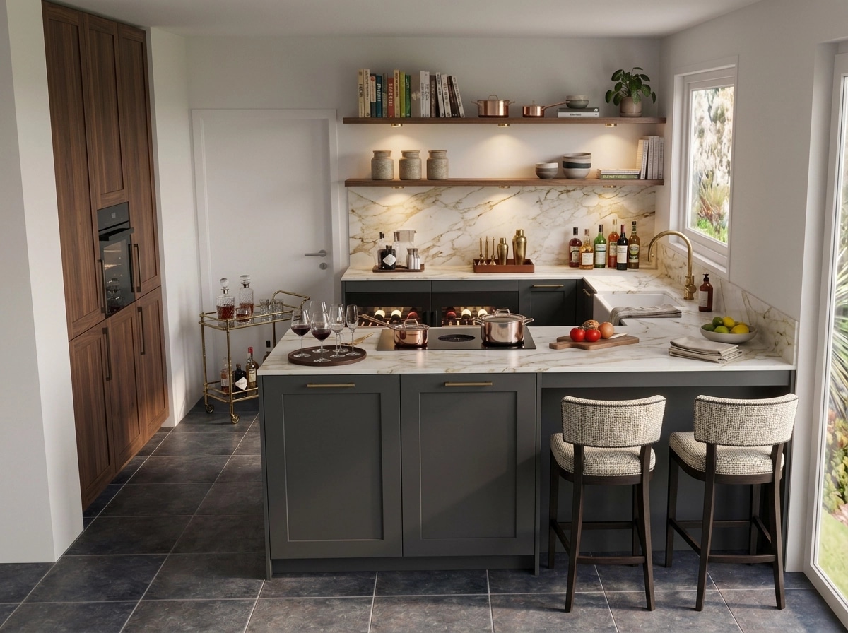 Kitchen interior in Transitional style — photo by GenRoom AI