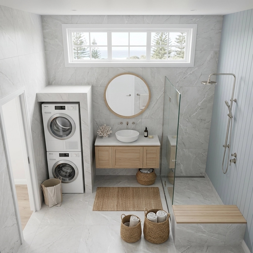Interior design in Coastal / Hamptons style — Bathroom by GenRoom AI