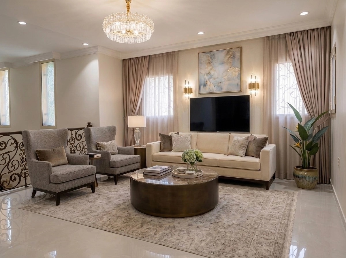 Transitional Living Room design — interior photo by GenRoom AI