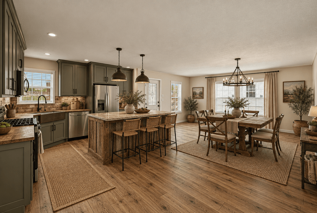 Kitchen interior in Rustic style — photo by GenRoom AI