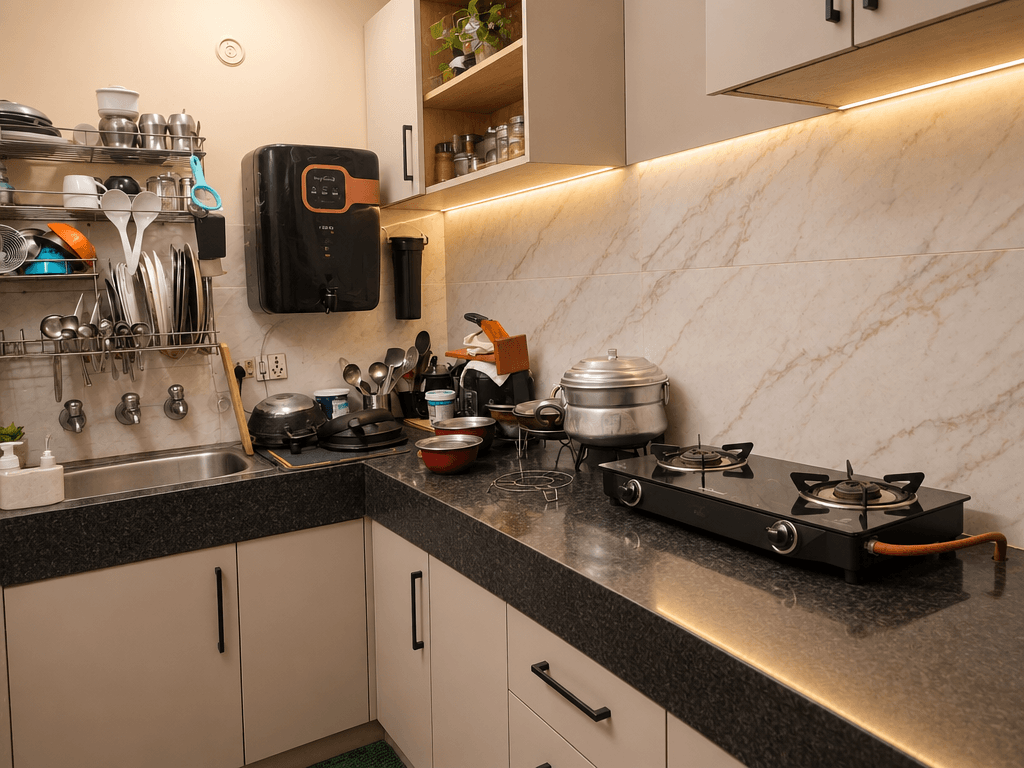 Kitchen interior in Minimalism style — photo by GenRoom AI