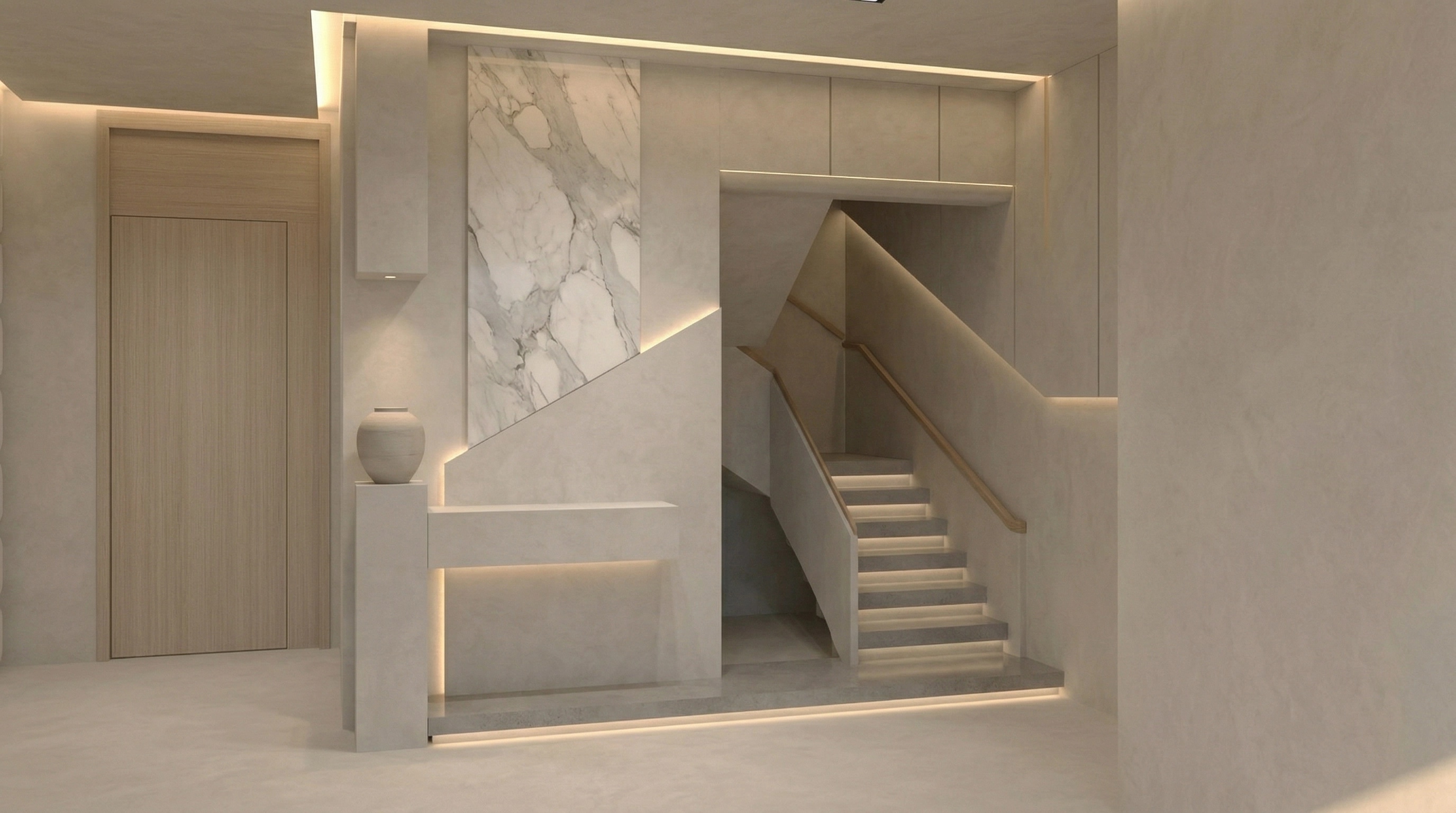 Hallway interior in Minimalism style — photo by GenRoom AI