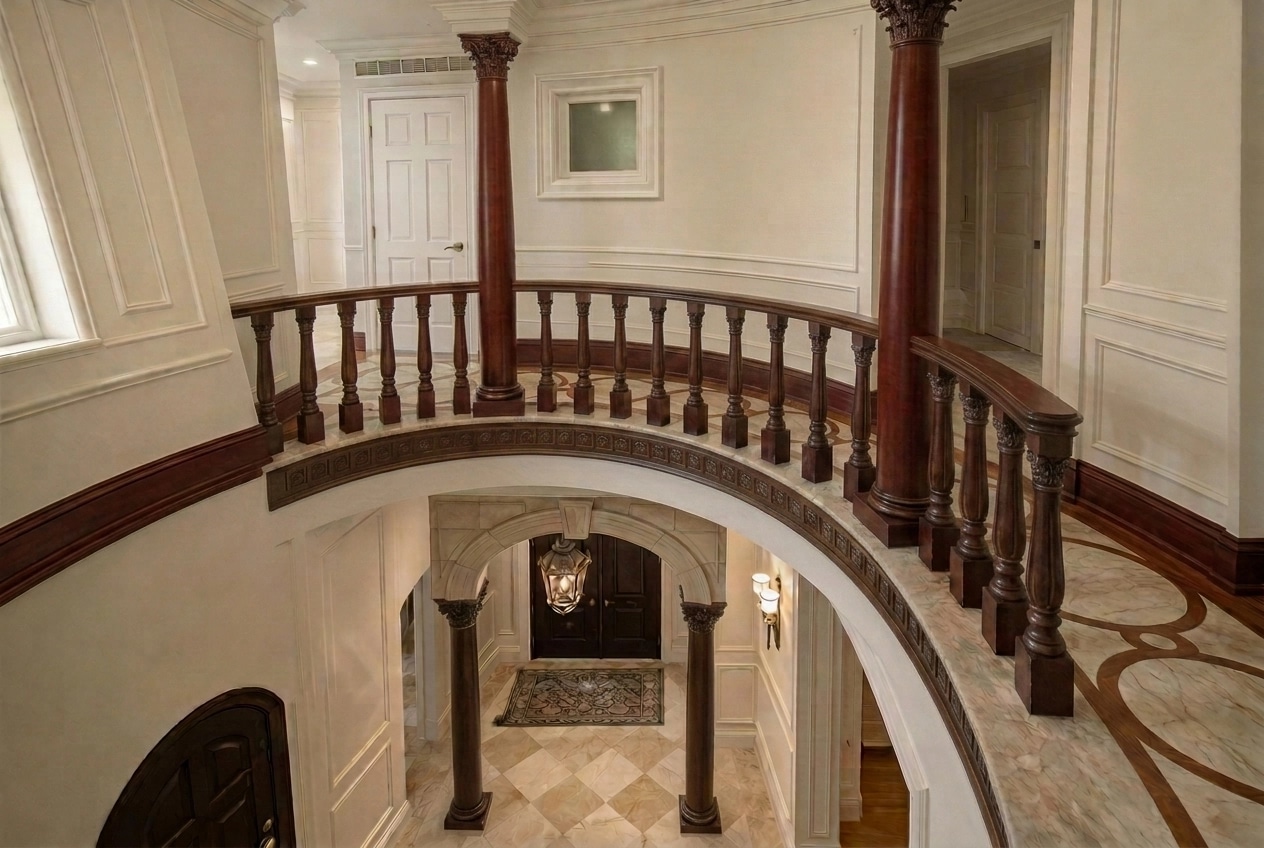Hallway interior in Neoclassic style — photo by GenRoom AI