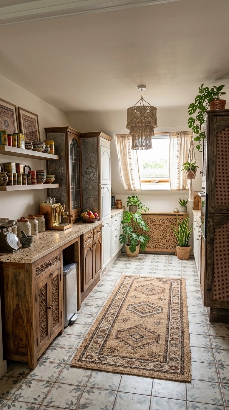 İç mekân tasarımı Bohemian stili — Mutfak GenRoom AI
