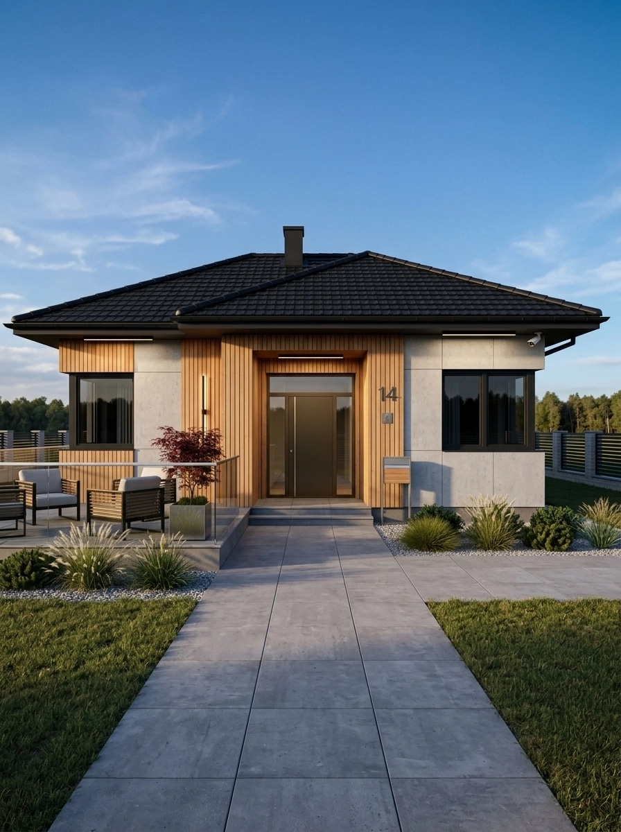 تصميم الواجهة بنمط Contemporary Facade — الواجهة من GenRoom AI