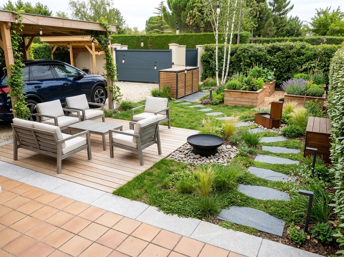 Landscape design in Scandinavian Garden style — Yard by GenRoom AI