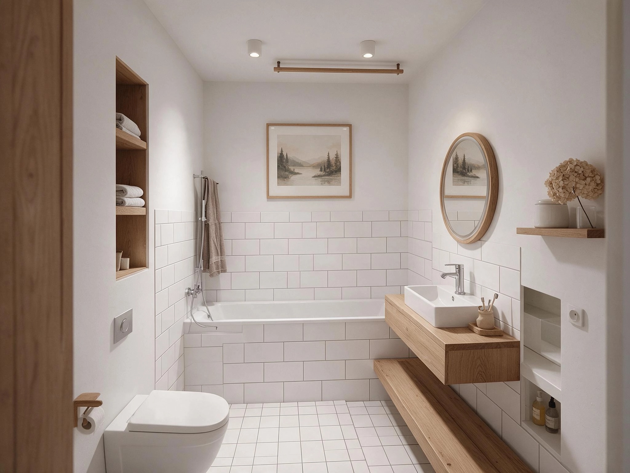 Bathroom interior in Scandinavian style — photo by GenRoom AI