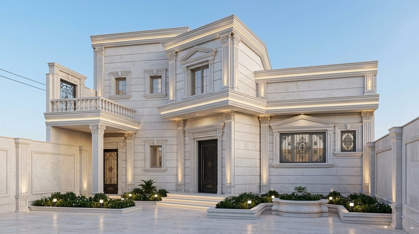 Neoclassic Facade Fachada design — facade photo by GenRoom AI