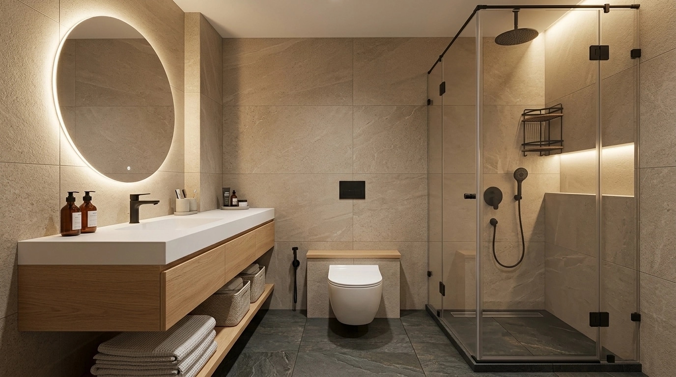 Bathroom interior in Scandinavian style — photo by GenRoom AI
