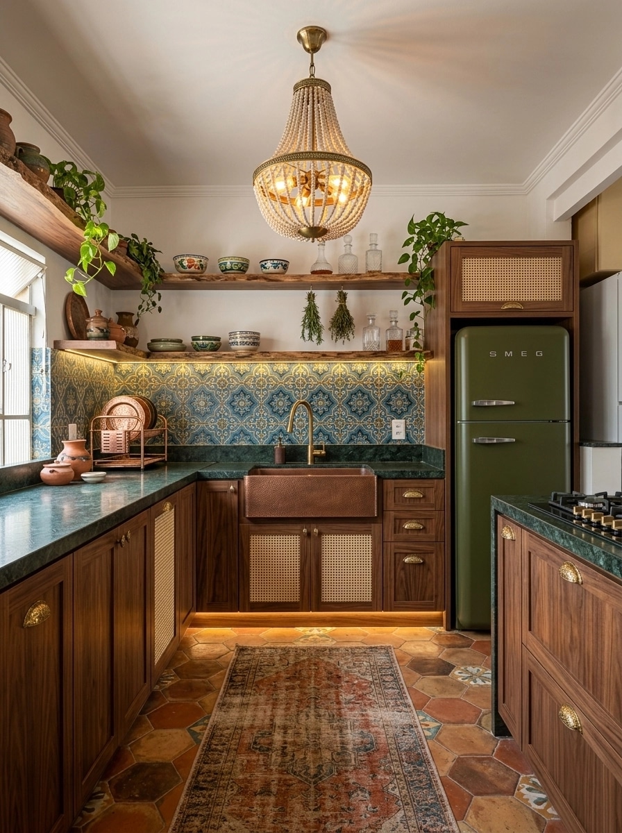 Kitchen interior in Bohemian style — photo by GenRoom AI
