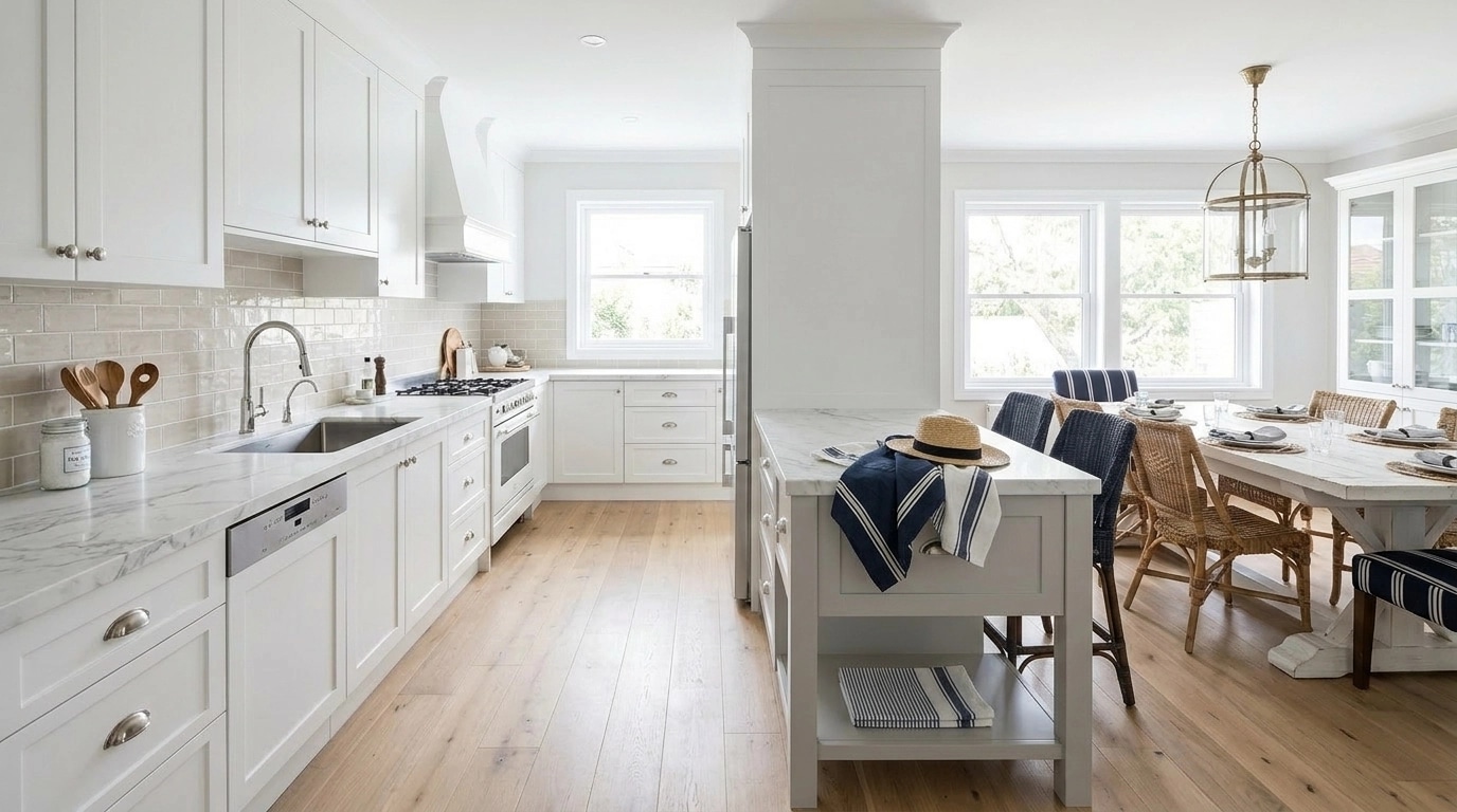 Interior design in Coastal / Hamptons style — Kitchen by GenRoom AI