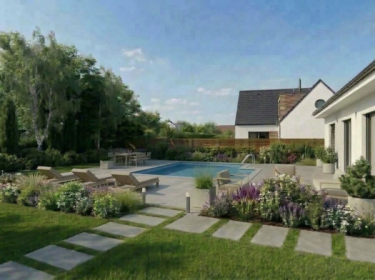 Landscape design in Scandinavian Garden style — Yard by GenRoom AI