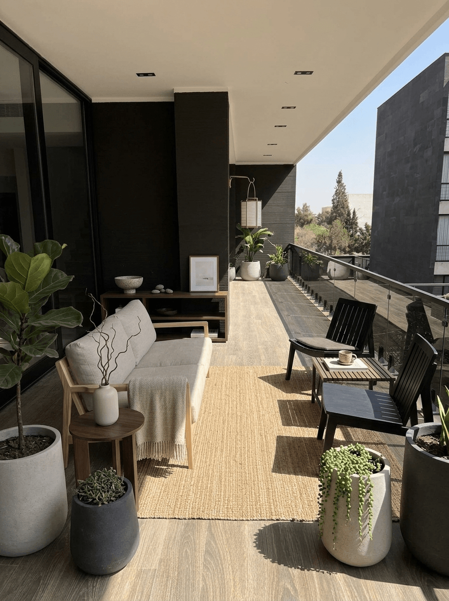 Interior design in Japandi style — balcony by GenRoom AI