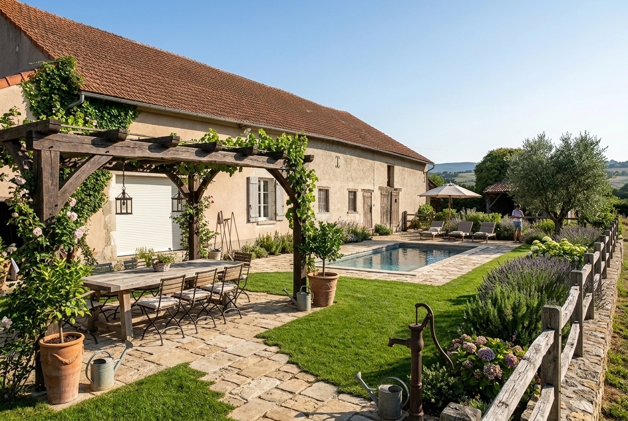 Country Rustic Garden Jardín design — yard photo by GenRoom AI