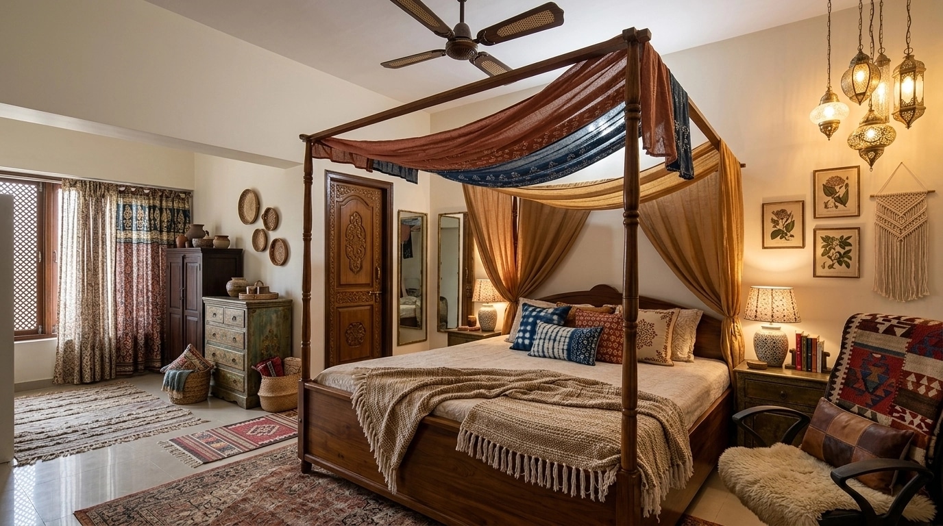 Bohemian Bedroom design — interior photo by GenRoom AI