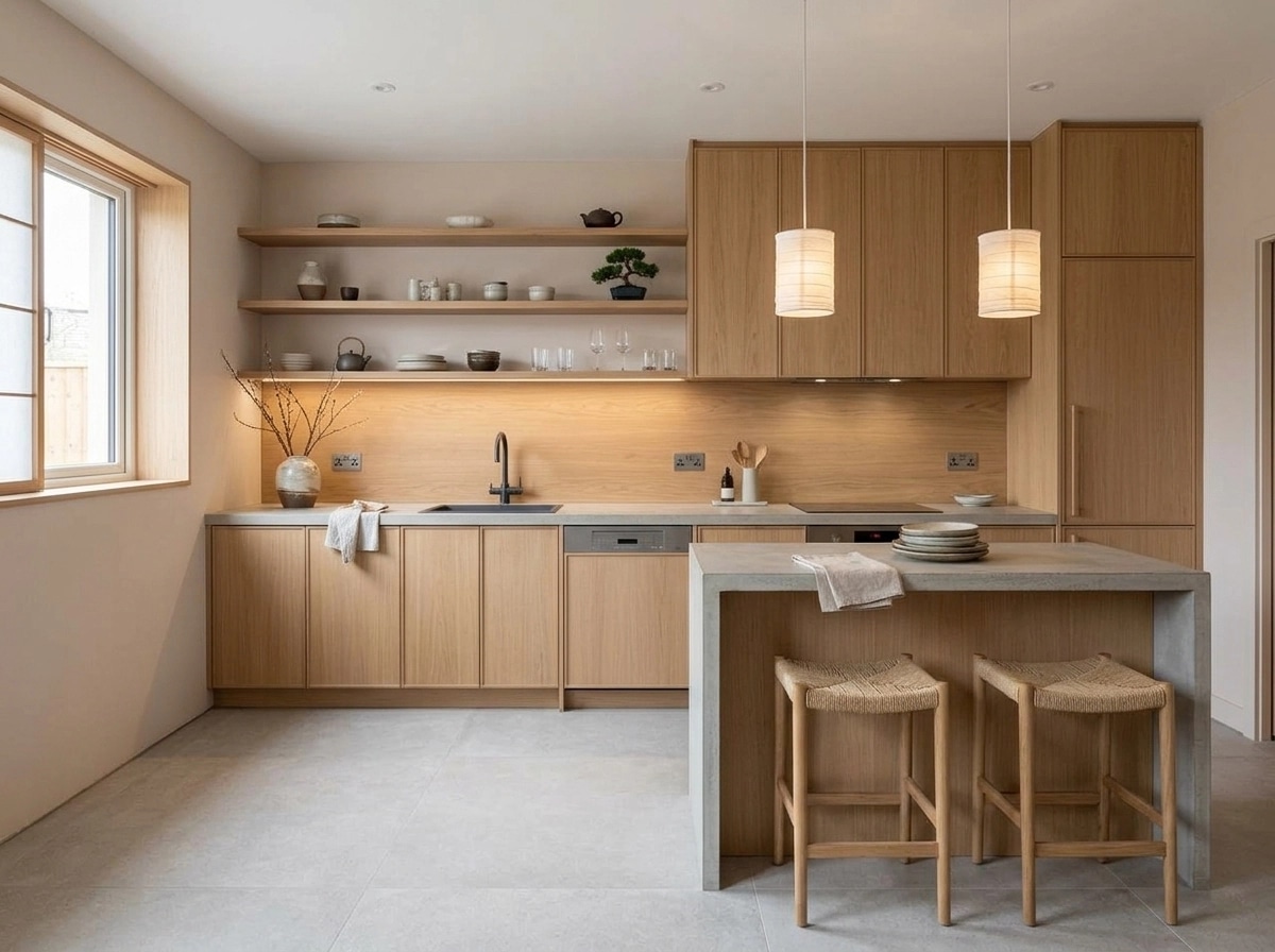 Kitchen interior in Japandi style — photo by GenRoom AI
