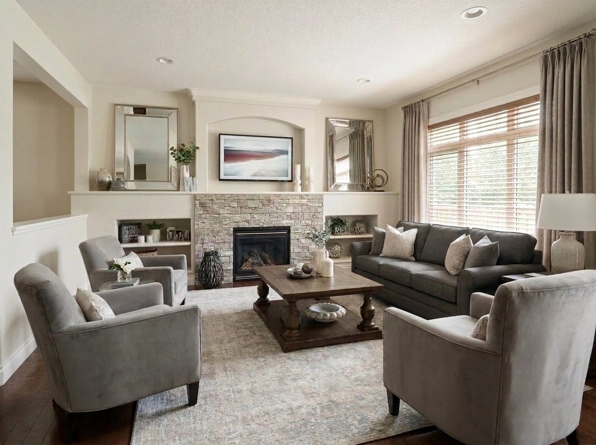 Transitional Living Room design — interior photo by GenRoom AI