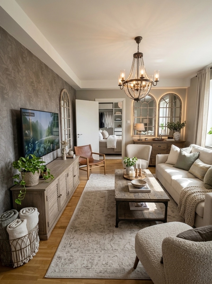 Interiördesign i stilen Modern Farmhouse — Vardagsrum av GenRoom AI