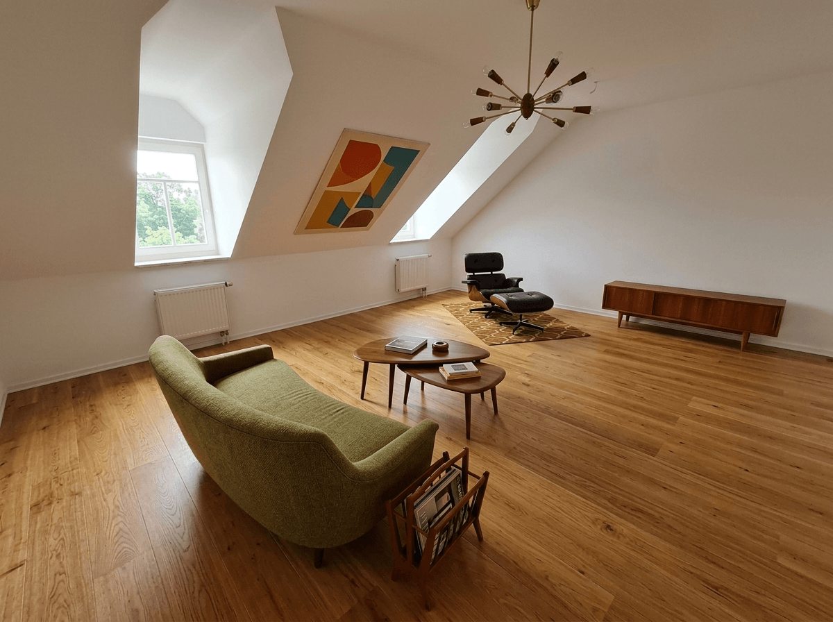 Interior design in Mid-Century Modern style — Living Room by GenRoom AI