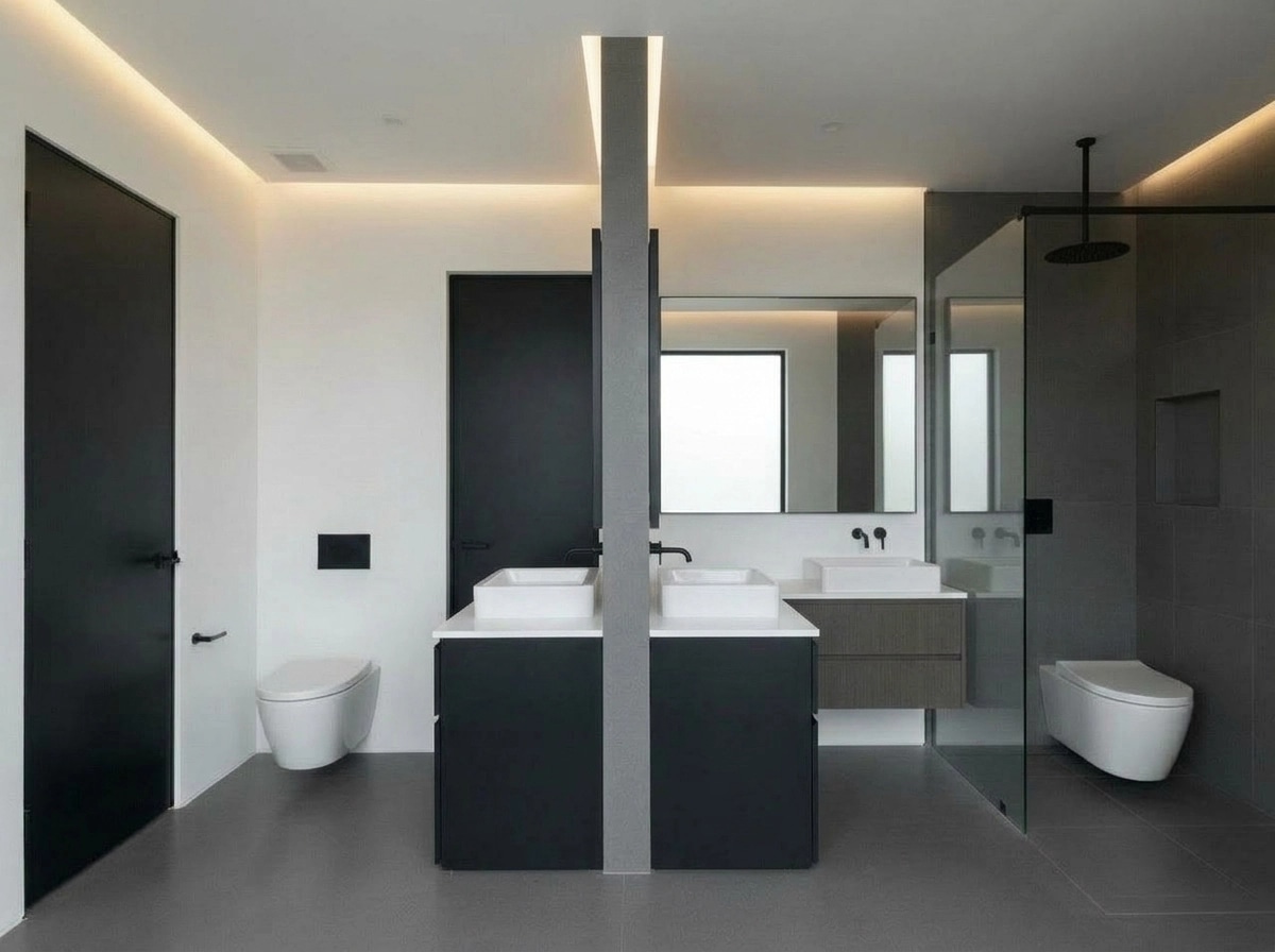 Bathroom interior in Minimalism style — photo by GenRoom AI