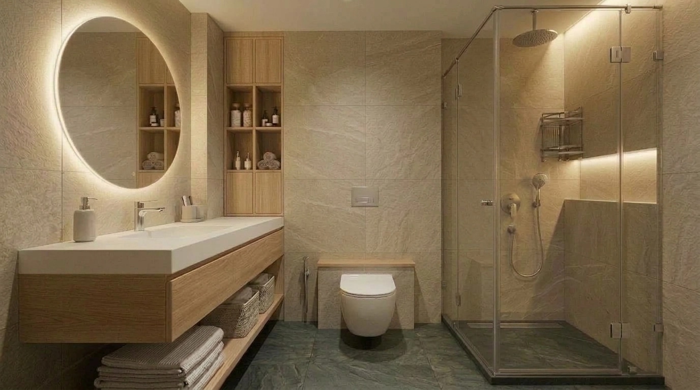 Bathroom interior in Scandinavian style — photo by GenRoom AI