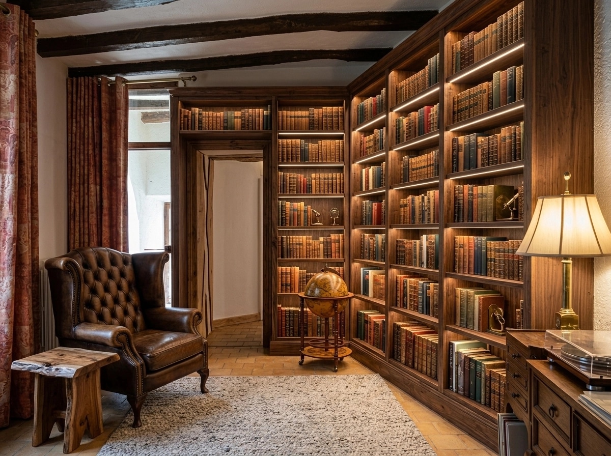 Interior design in Rustic style — library by GenRoom AI