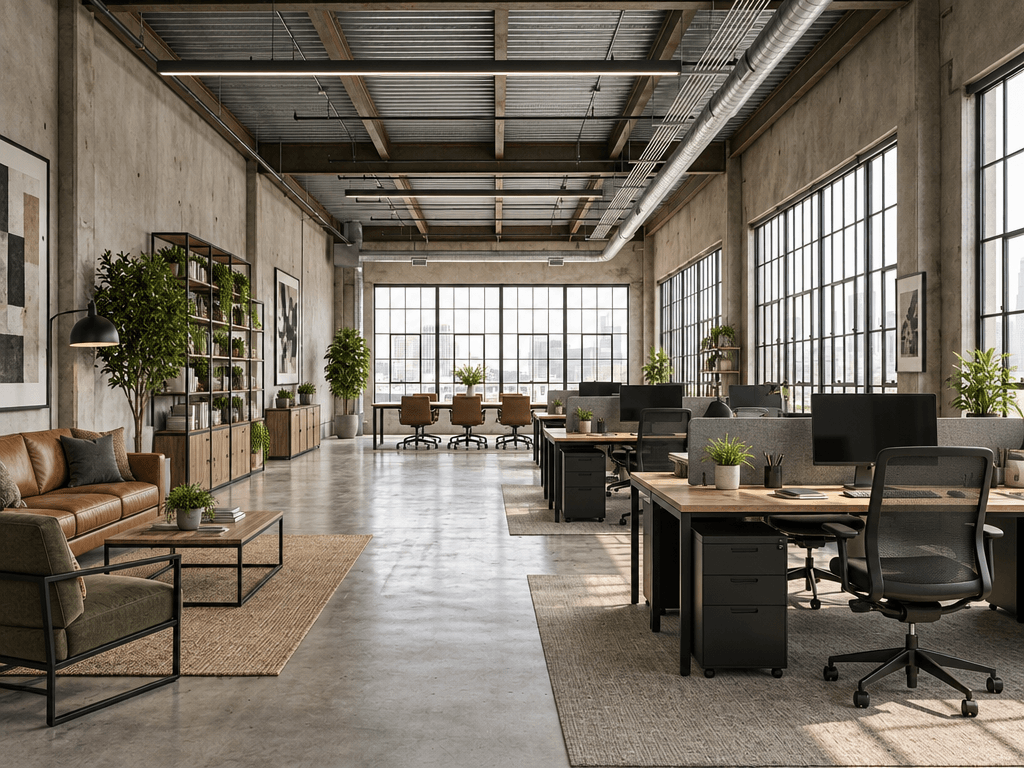 Interior design in Loft / Industrial style — office_space by GenRoom AI