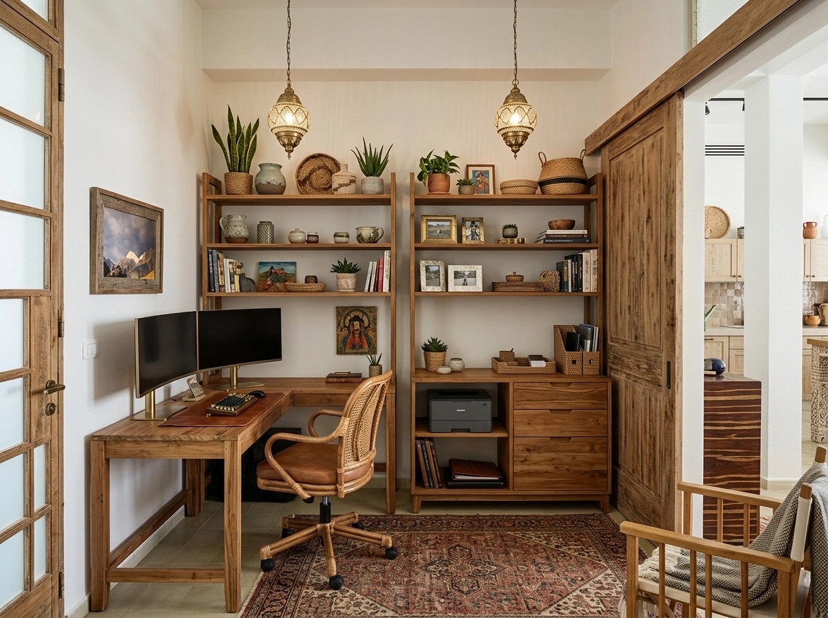 Interior design in Bohemian style — home_office by GenRoom AI