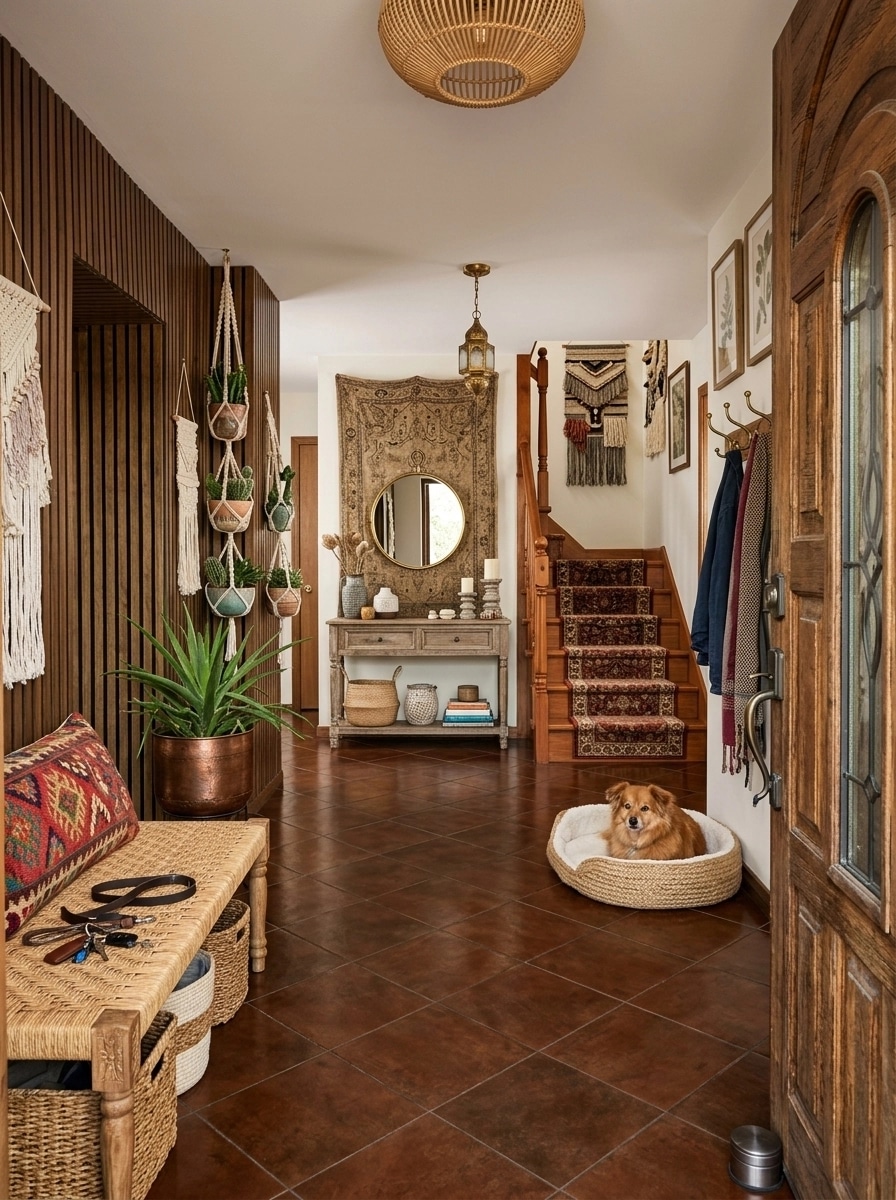 Hallway interior in Bohemian style — photo by GenRoom AI