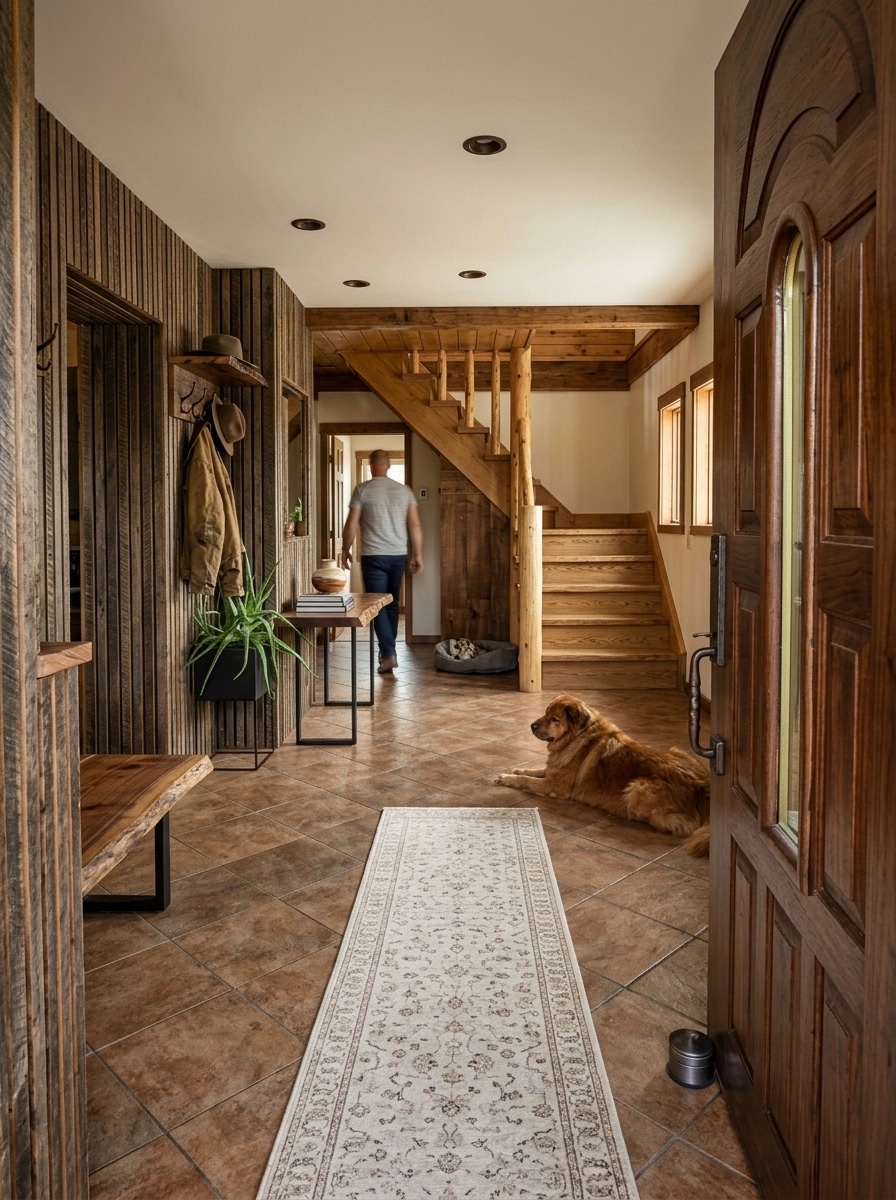 Hallway interior in Rustic style — photo by GenRoom AI