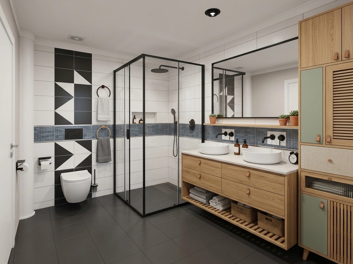 Bathroom interior in Scandinavian style — photo by GenRoom AI