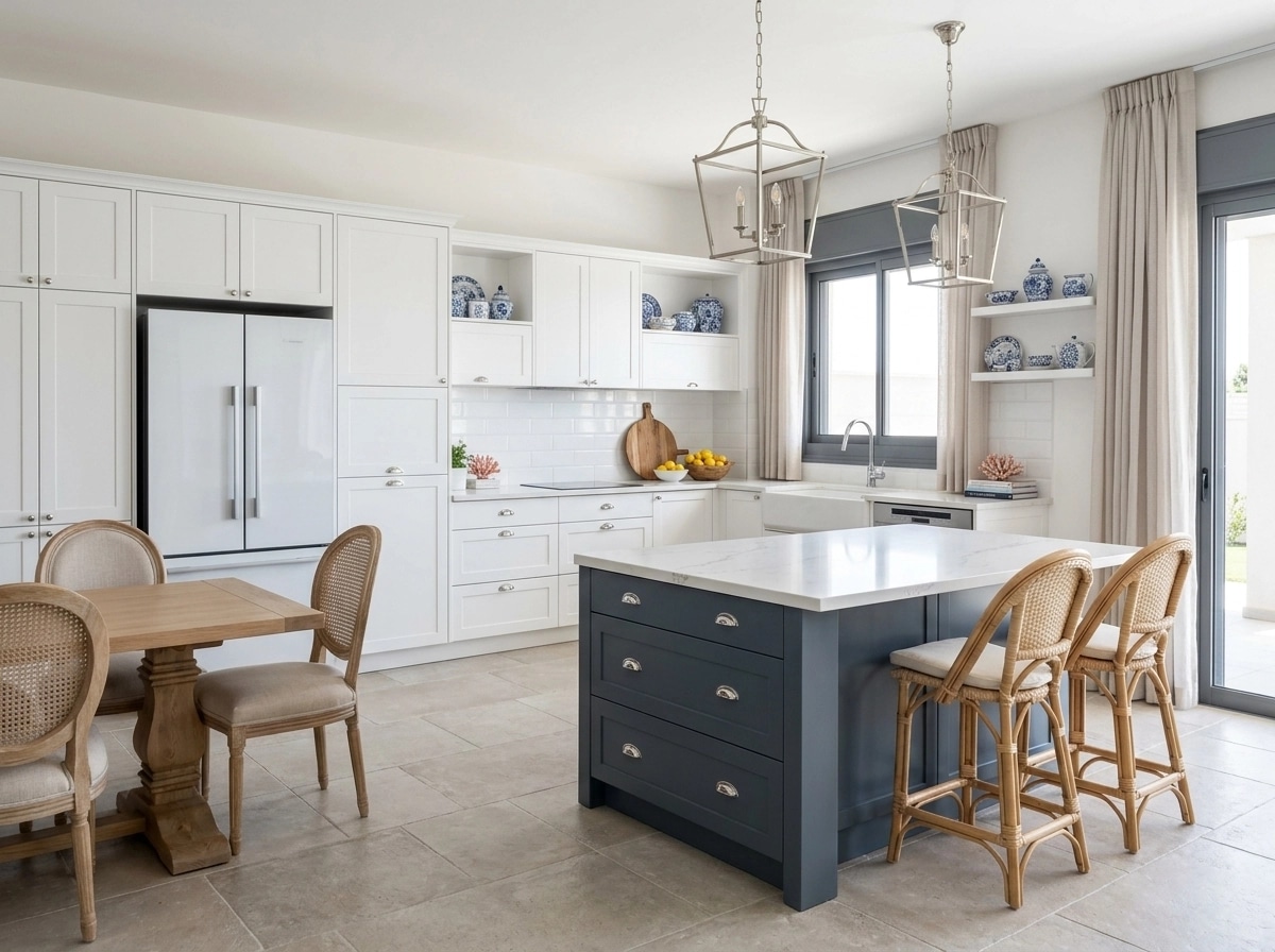 Kitchen interior in Coastal / Hamptons style — photo by GenRoom AI