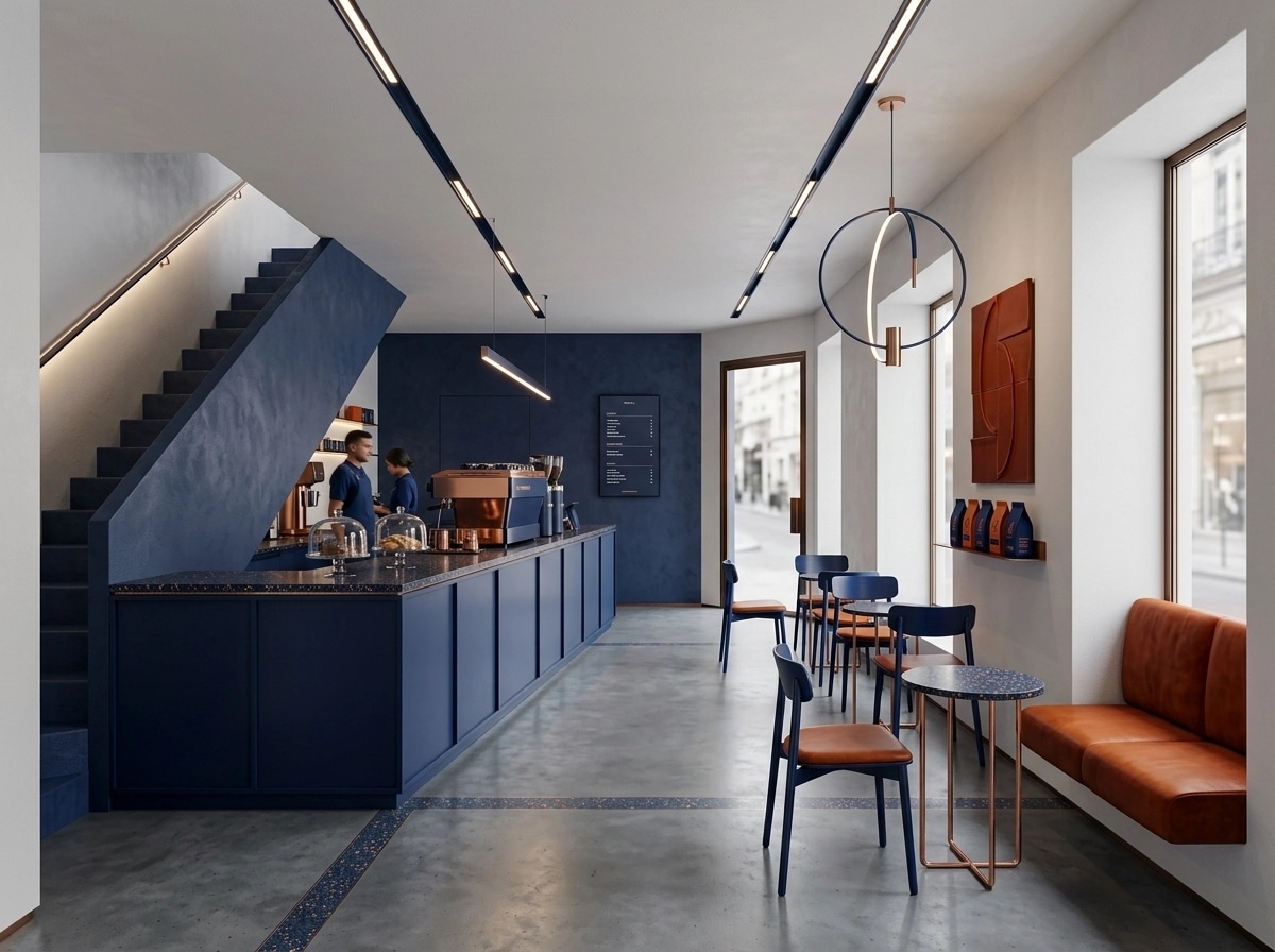 Interior design in Minimalism style — cafe by GenRoom AI