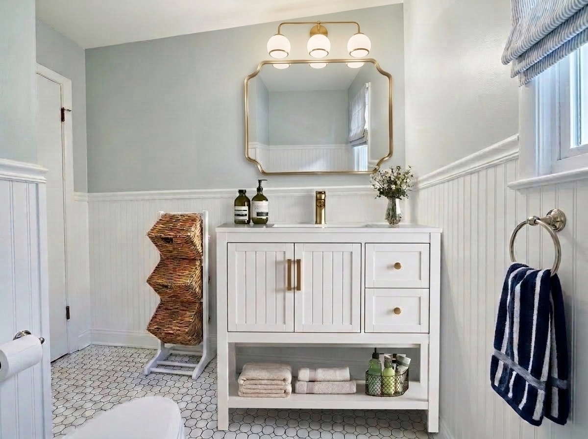 Interior design in Coastal / Hamptons style — Bathroom by GenRoom AI