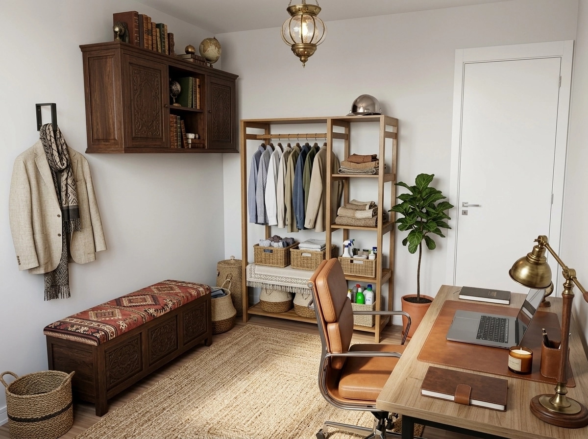 Office interior in Bohemian style — photo by GenRoom AI