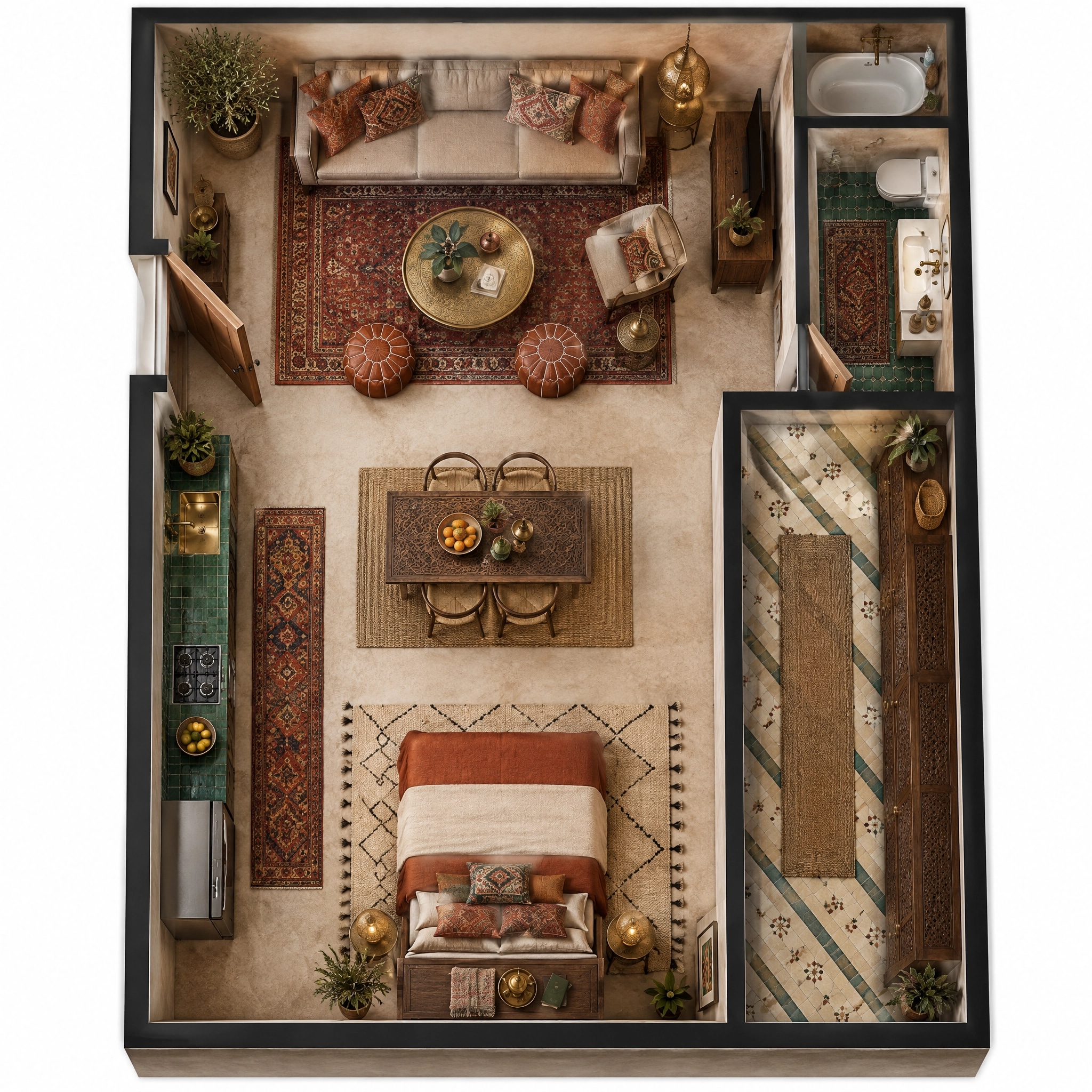 Interior design in Arabian / Moroccan style — Living Room by GenRoom AI