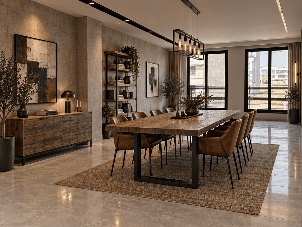 Interior design in Loft / Industrial style — dining_room by GenRoom AI
